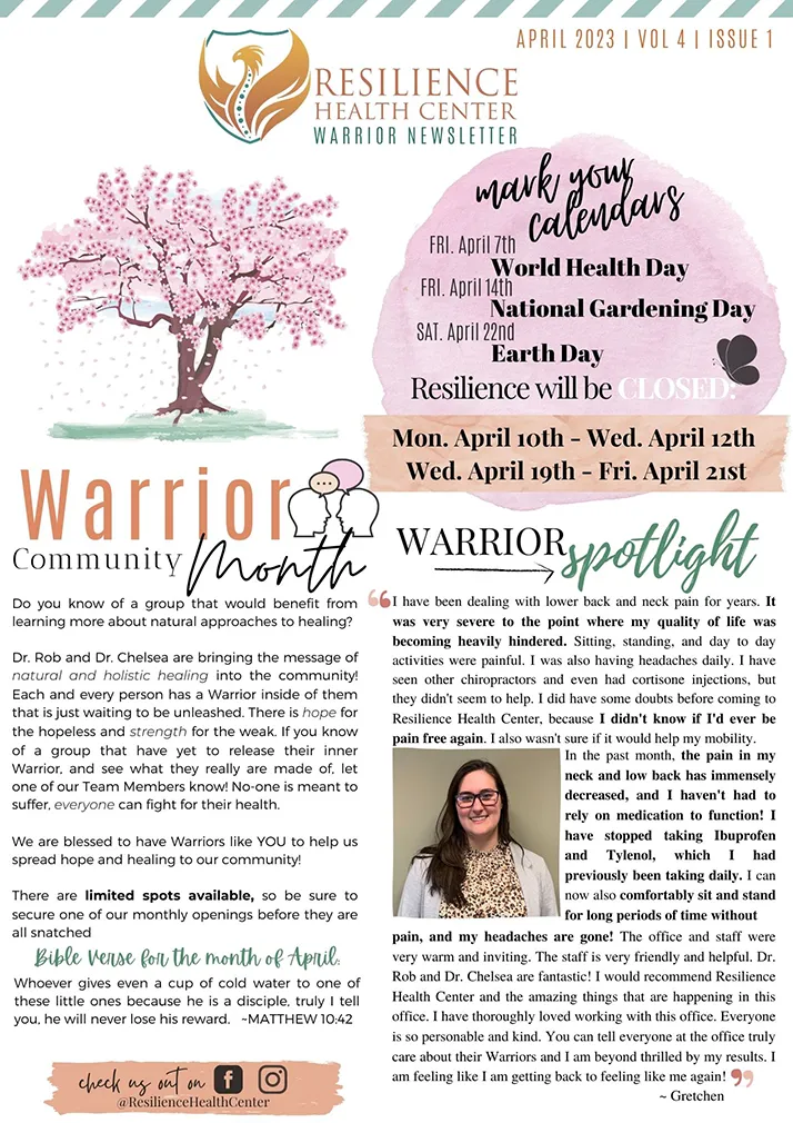 Chiropractic-Kalamazoo-MI-April-Newsletter-2023-Page-1